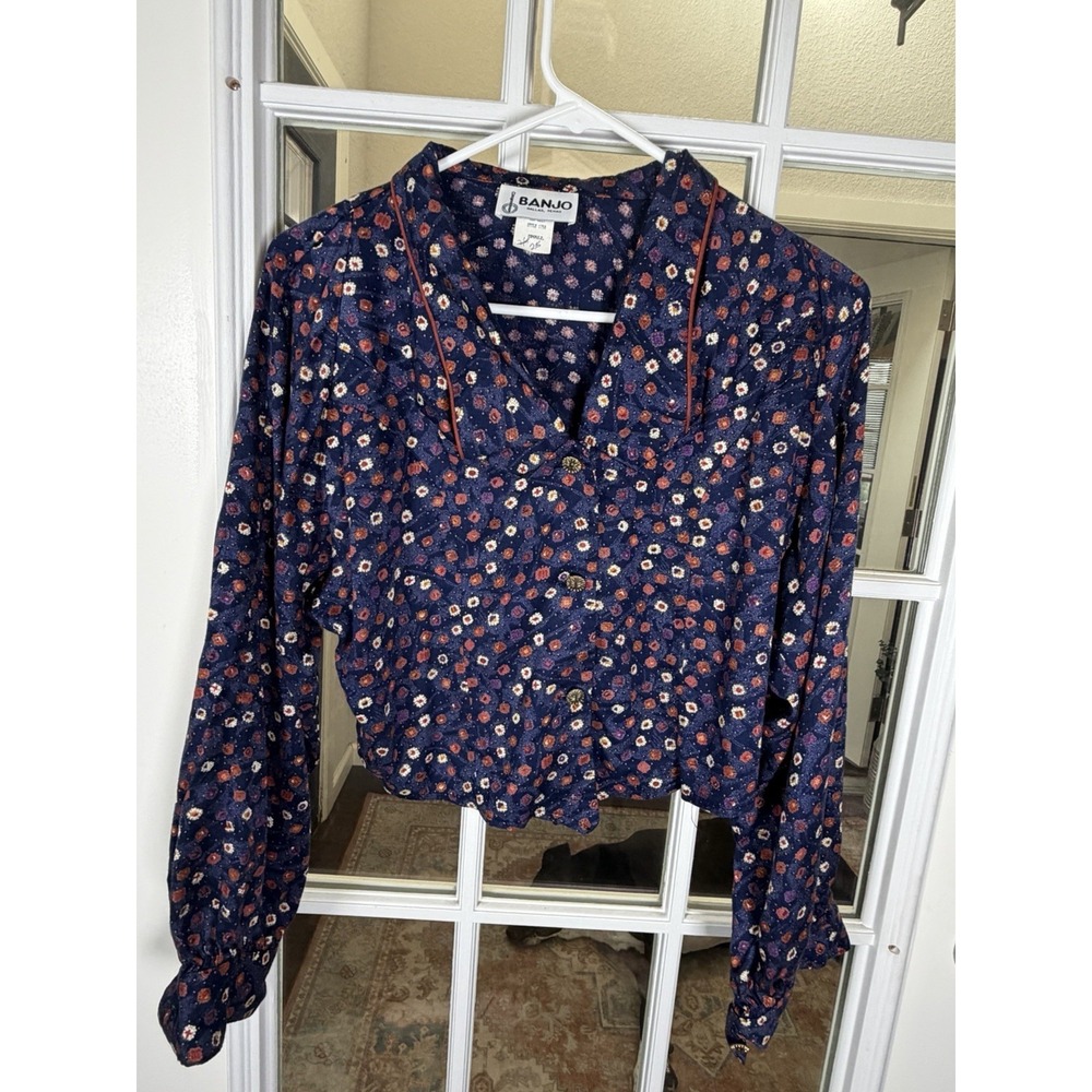 Vintage Banjo Dallas Texas Floral Ditsy Cropped Jacket Prairie Western Size Smal - Picture 8 of 9